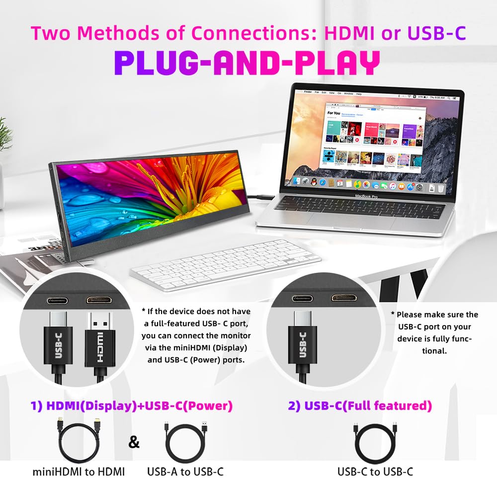 Amazon.com: LESOWN 14.1 inch Stretched Bar Ultrawide Portable
