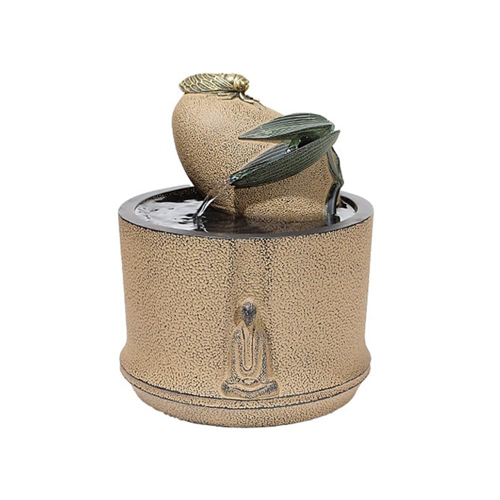 ZTHYSHOZ Tabletop Fountain Waterfall Resin Meditation Fountain Zen Relaxation Circulating Water Indoor Decorative Ornament