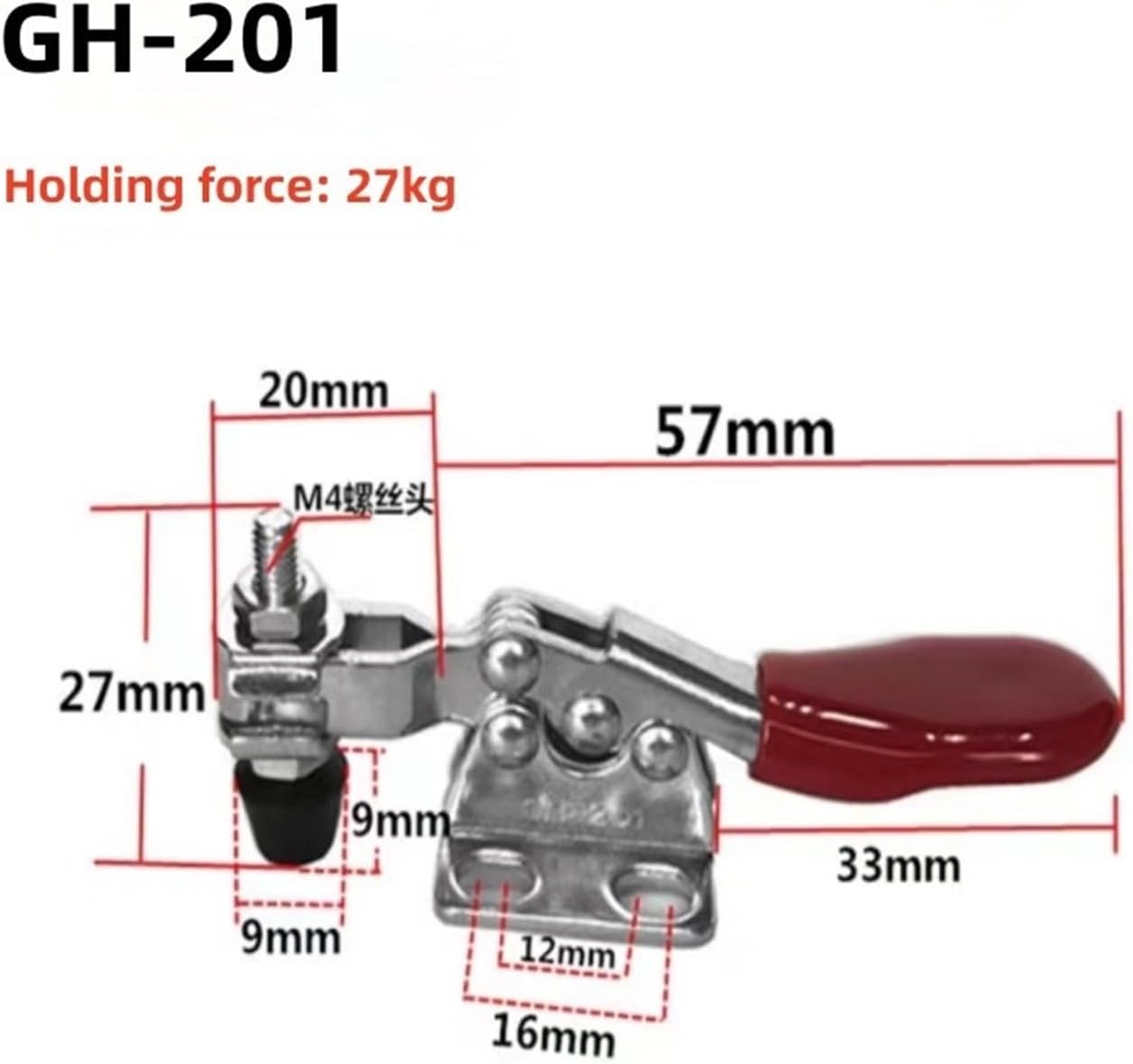 Toggle Clamp 4PCS Horizontal Quick Clamp Heavy Workholding Workbench Chuck GH-201 Engraving Machine Compressor Tool Clamps(GH-201 4pcs)