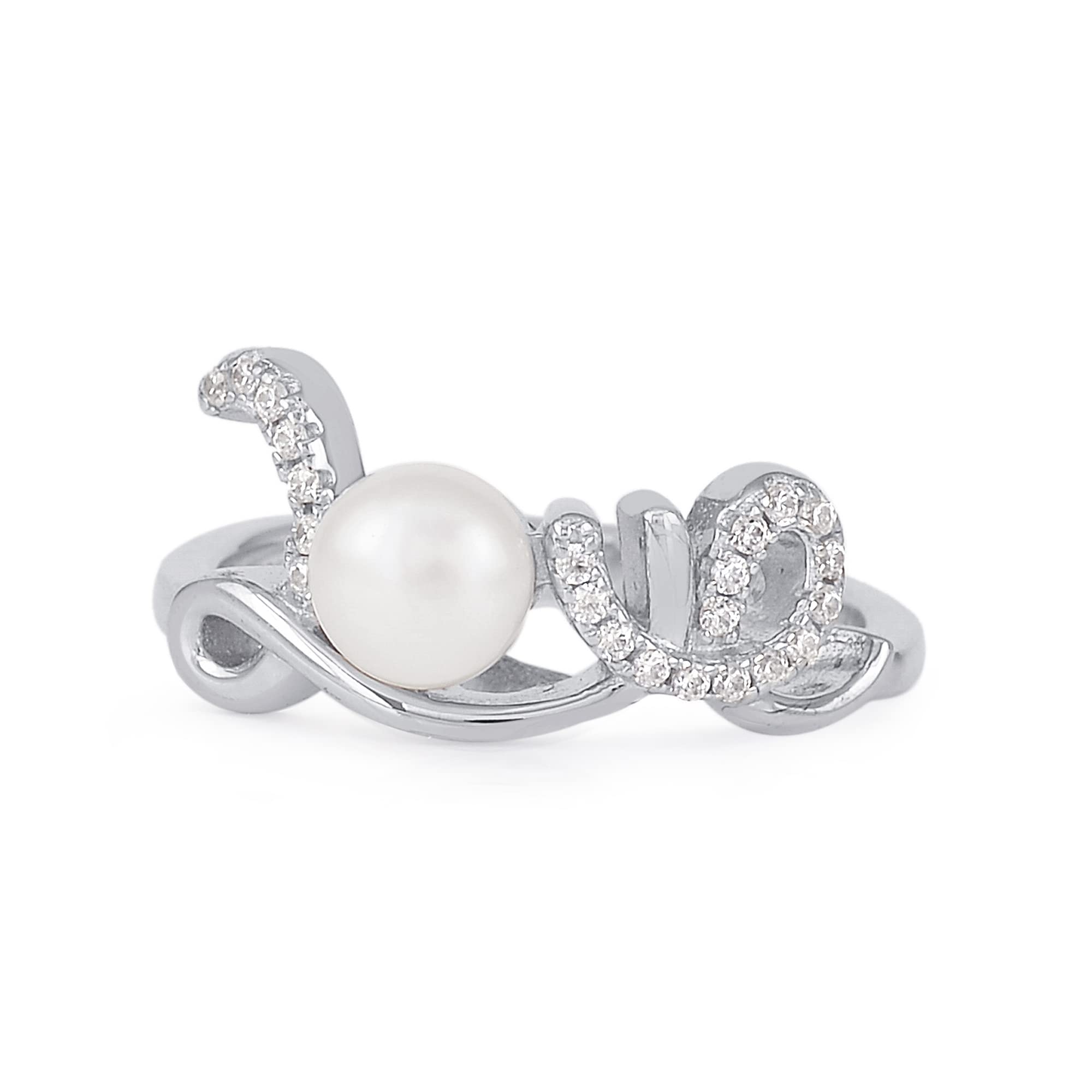 Ornate Jewels 925 Silver Natural Freshwater Pearl and American Diamond Love Ring for Women and Girls Marriage Anniversary Gift (B08ZKX6299) Amazon Price History, Amazon Price Tracker