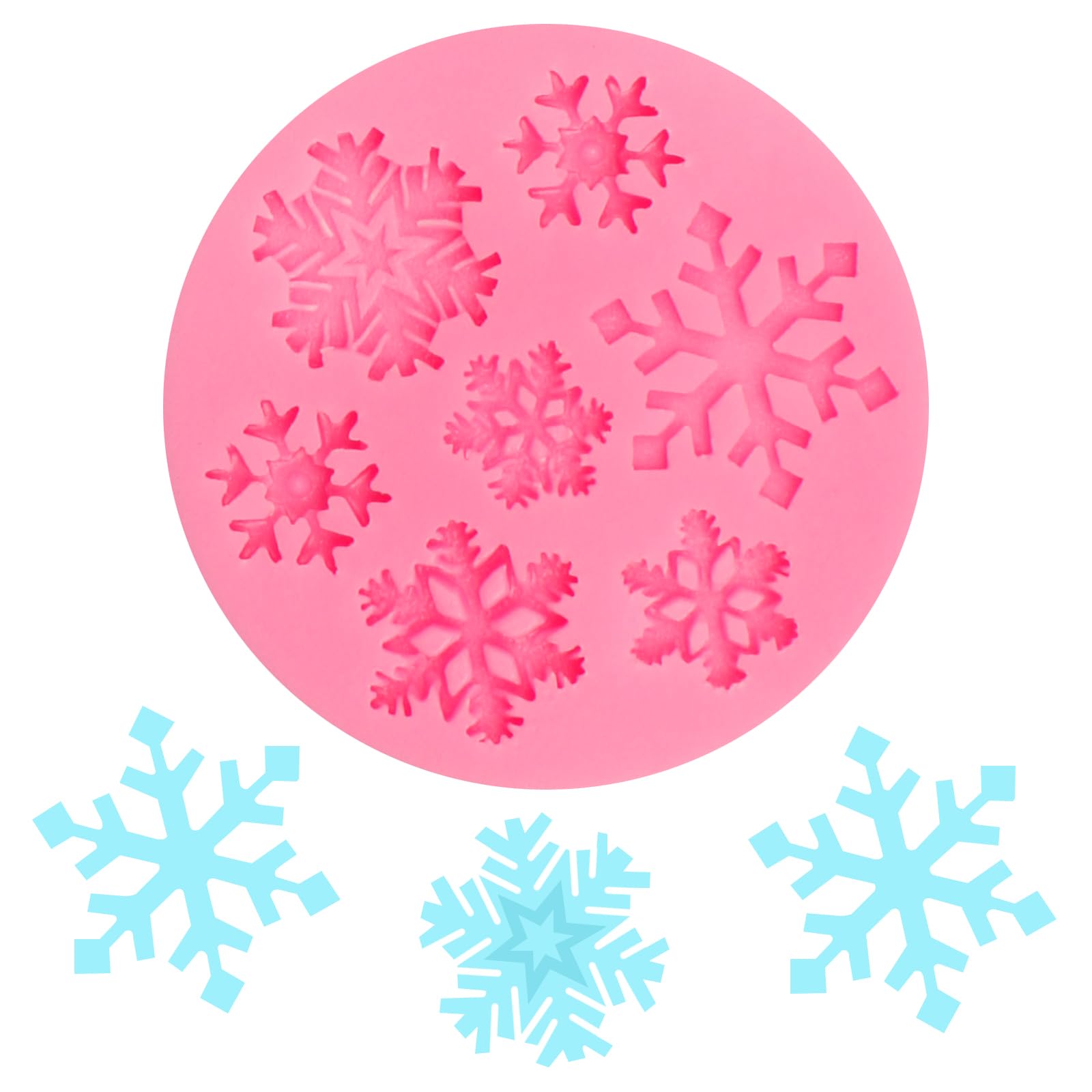 Molde de silicona para fondant de copo de nieve, molde de fondant de chocolate con copo de nieve de Navidad para decoración de pasteles, caramelos, cupcakes, decoración de pasteles, arcilla polimérica