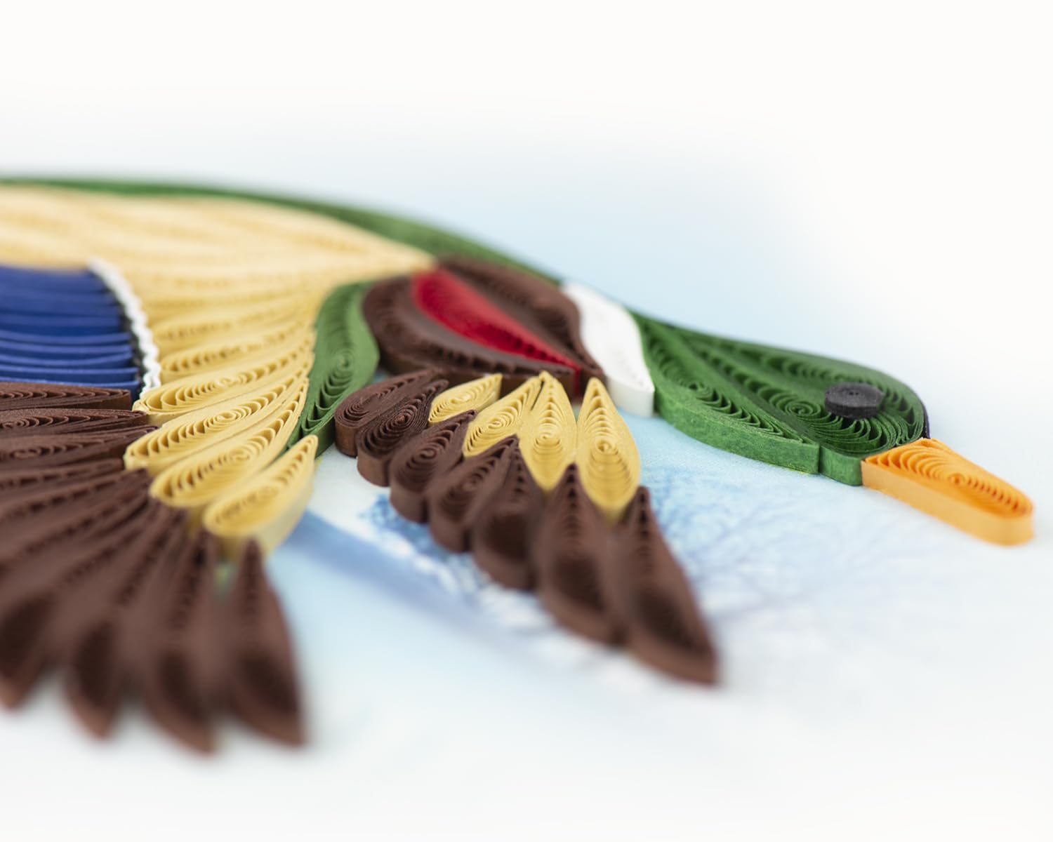 Quilling Mallard Duck in Flight Quacking Adventure Hand-Finished Greeting Card Frameable Art - Image 4