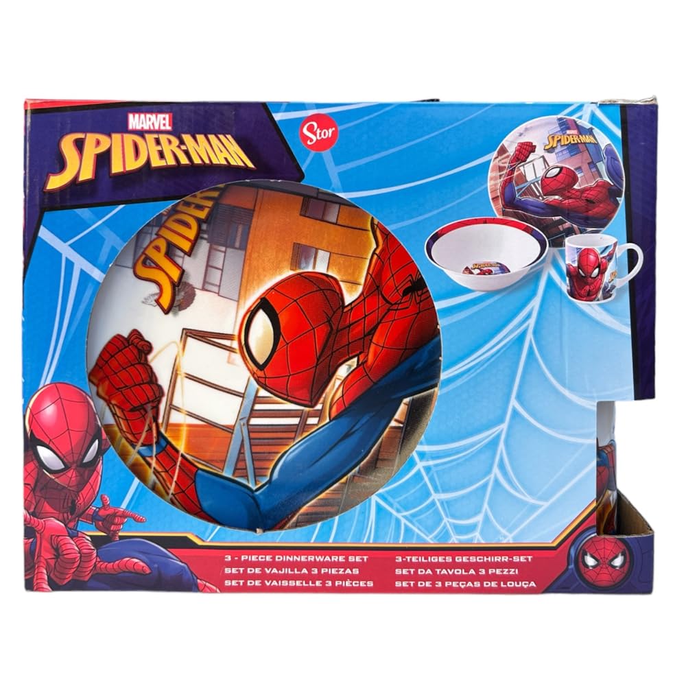 set 3 pezzi in ceramica spiderman marvel tazza ciotola piatto stoviglie per bambini in confezione
