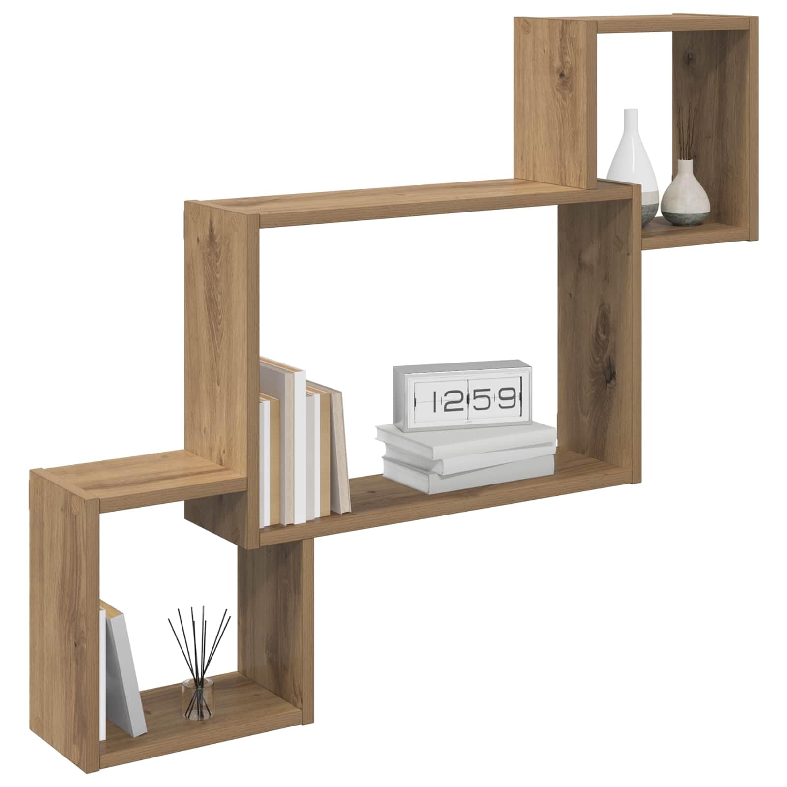 Estantería de pared de roble Artisan, 91,5 x 15 x 76 cm, ahorra espacio, con gran capacidad de carga, para salón, dormitorio, cocina, baño y oficina