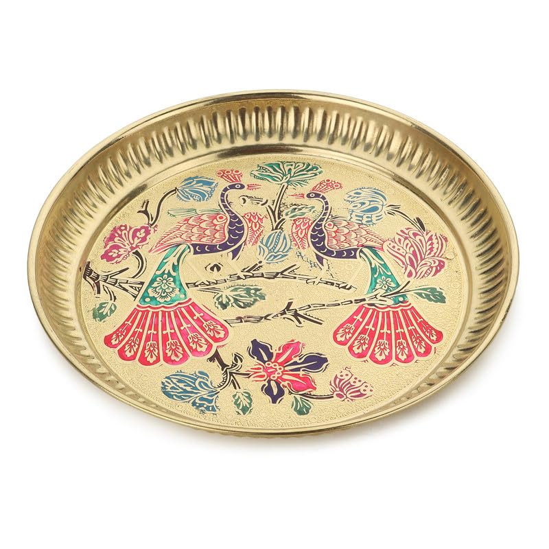 Pure Brass Peacock Thali | Peacock Designer Brass Plate | Premium...