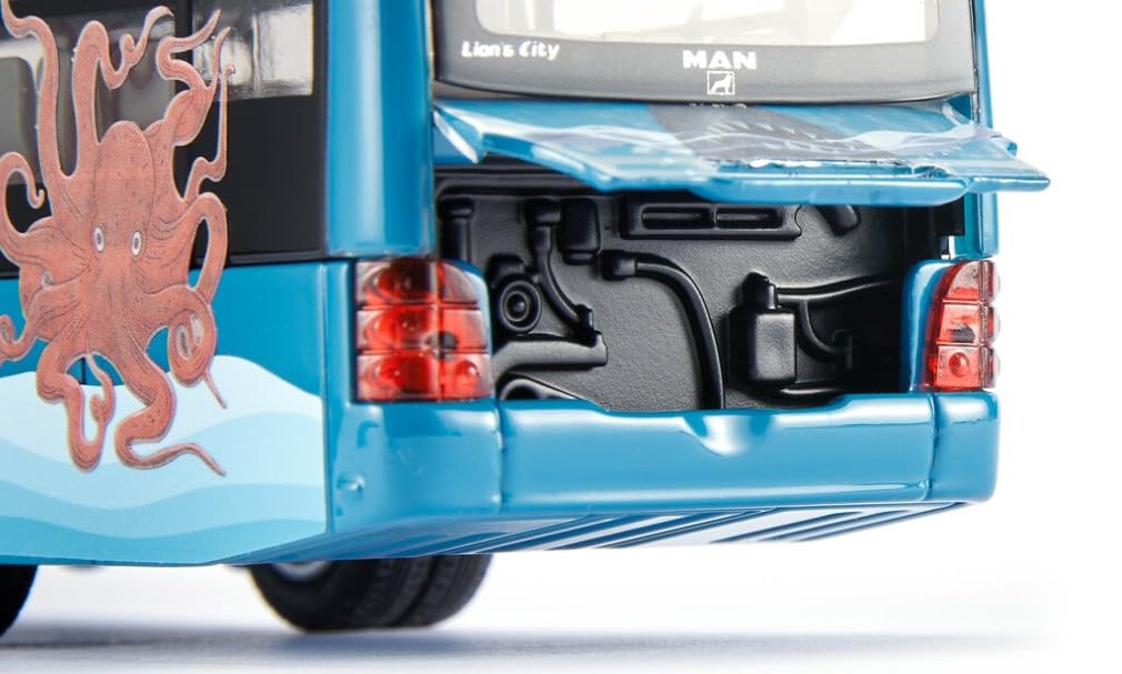 siku 3736, Bus Articulé MAN, 1:50, 2 Planches d'Autocollants Incluses, Métal/Plastique, Turquoise, Modèle réduit, Pneus en Caoutchouc, Portes ouvrables