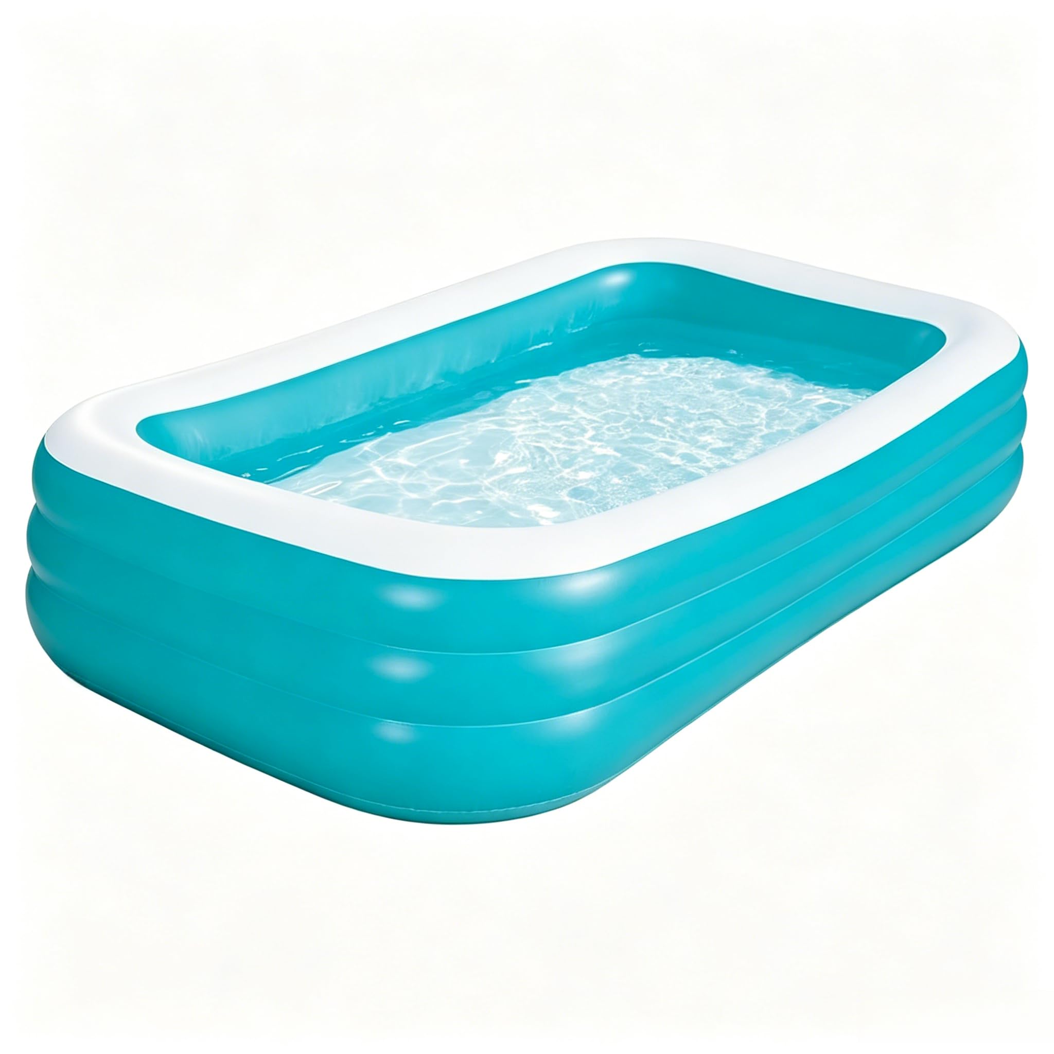 Photo 1 of 10ft Rectangular Patio Blow Up Pool, 3-Tier Family Fun, Blue