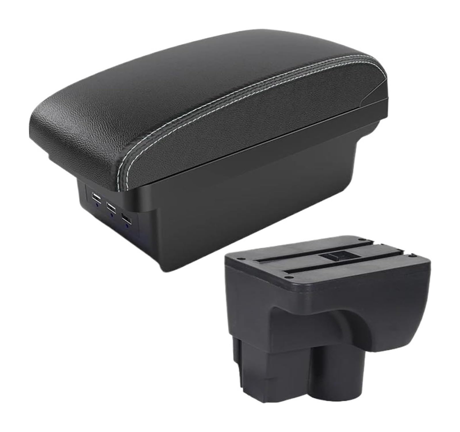 HCKCLMBMZW For Sail 3 Armrest Box Central Storage Interior Retrofit With USB Car Accessories Car Armrest Center Console(B3 Black White 3 Usb)