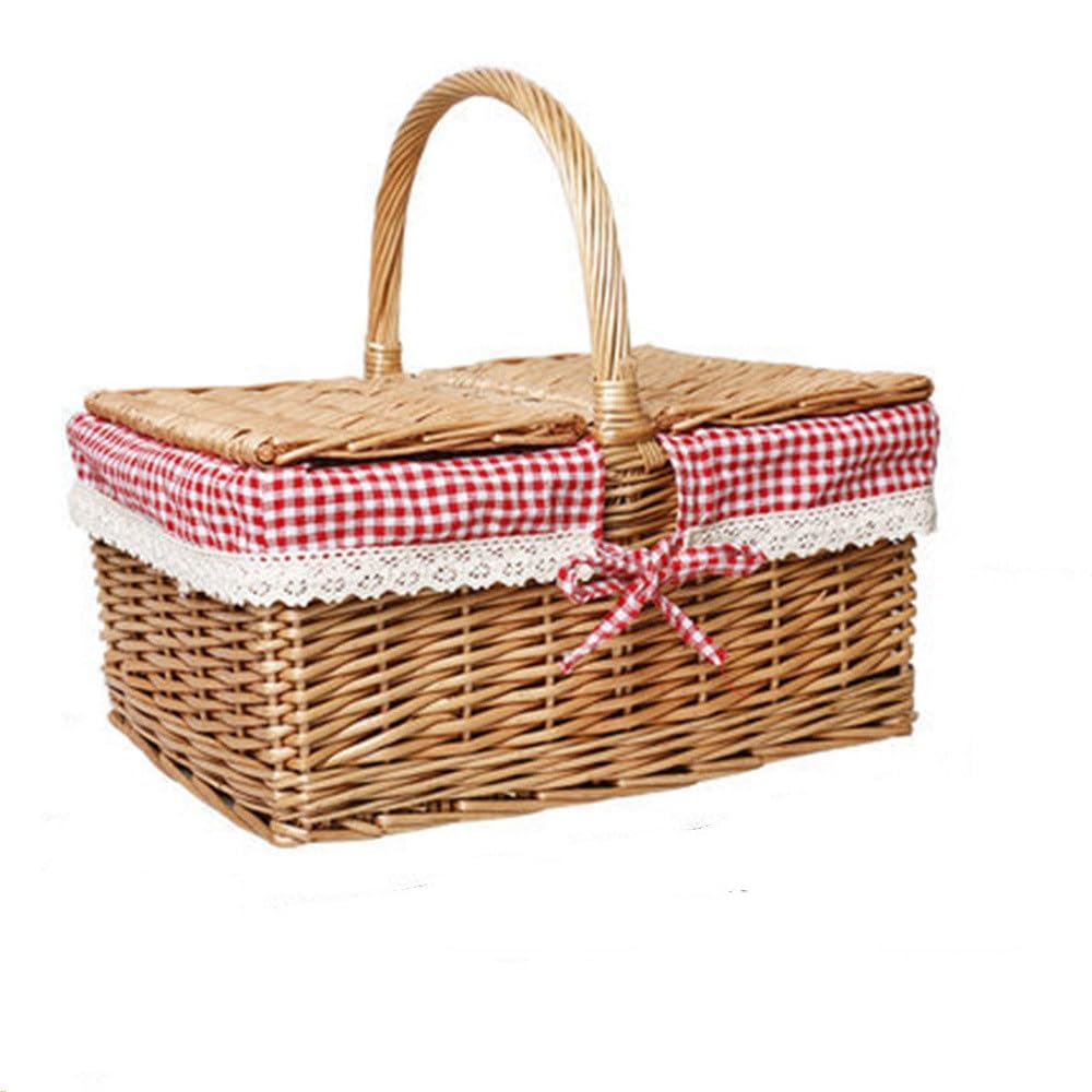 Picnic Basket Outdoor Camping Handheld Picnic Woven Carrying Basket for Picnic Camping Outdoor(Colour 2,Style 2)