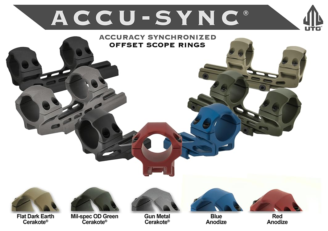 UTG Unisex Utg Accusync 1" profil fuld 50 mm offset ringbeslag Intergralmontage, Schwarz, Einheitsgröße EU