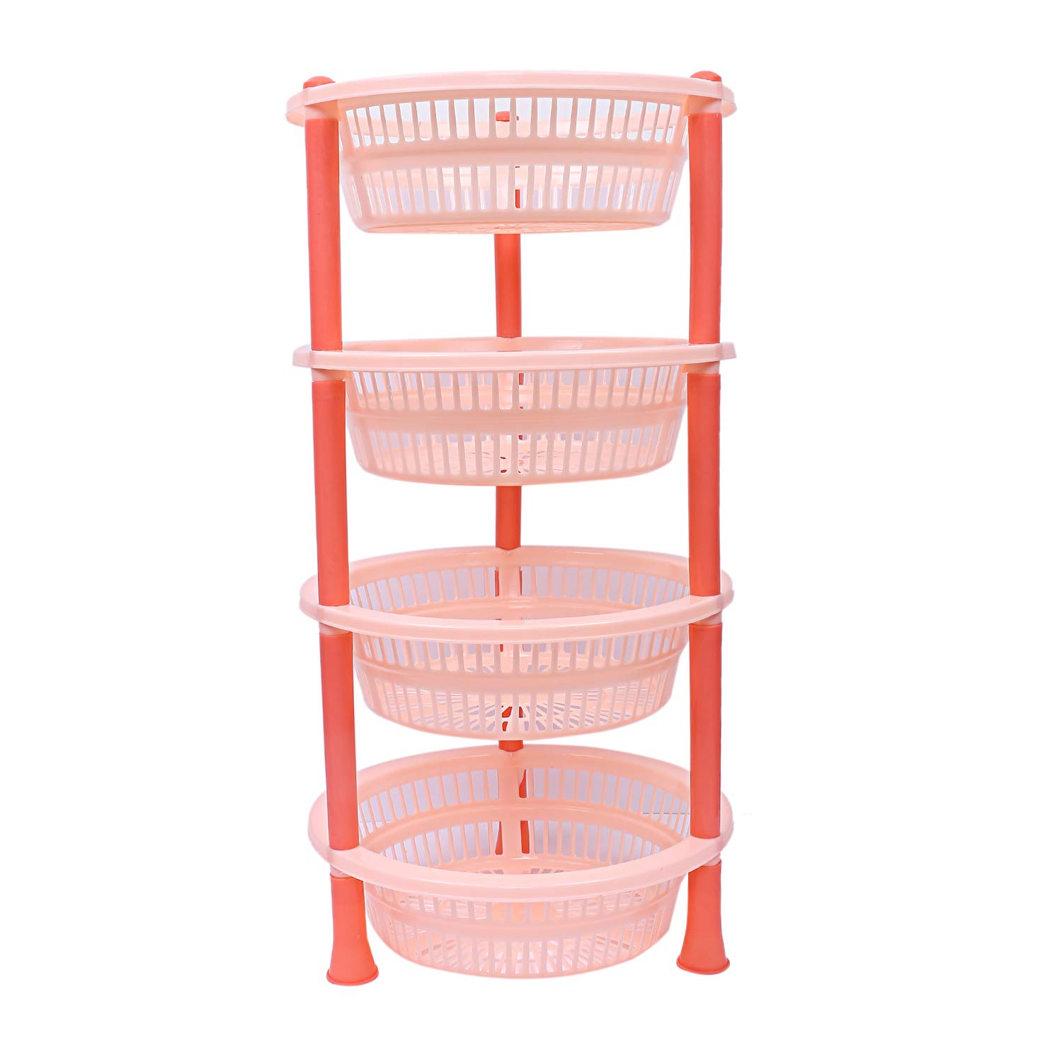 Kuber industries Plastic 4 Layer Multi-Purpose Kitchen Storage Basket Rack (Beige)-CTKTC25207