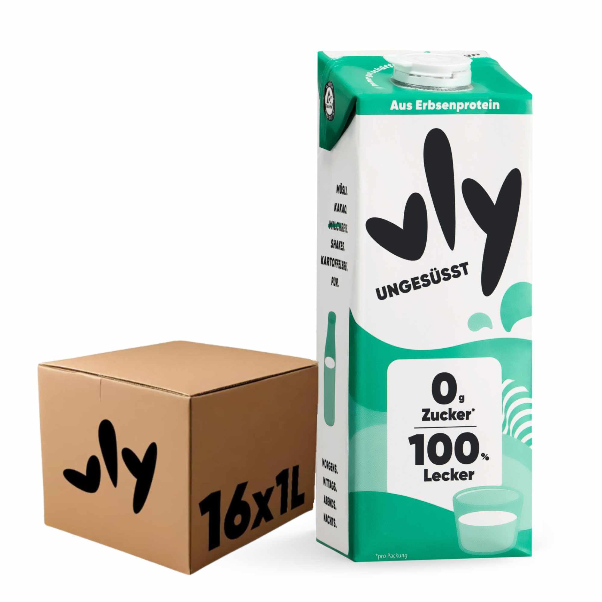 vly - Die cremig leckere Milchalternative aus Erbsen + Calcium | 100% pflanzlich | Vegane Milchalternative UNGESÜSST zuckerfrei proteinreich, Viel Eiweiß ohne Zucker Erbsenproteindrink Protein Drink