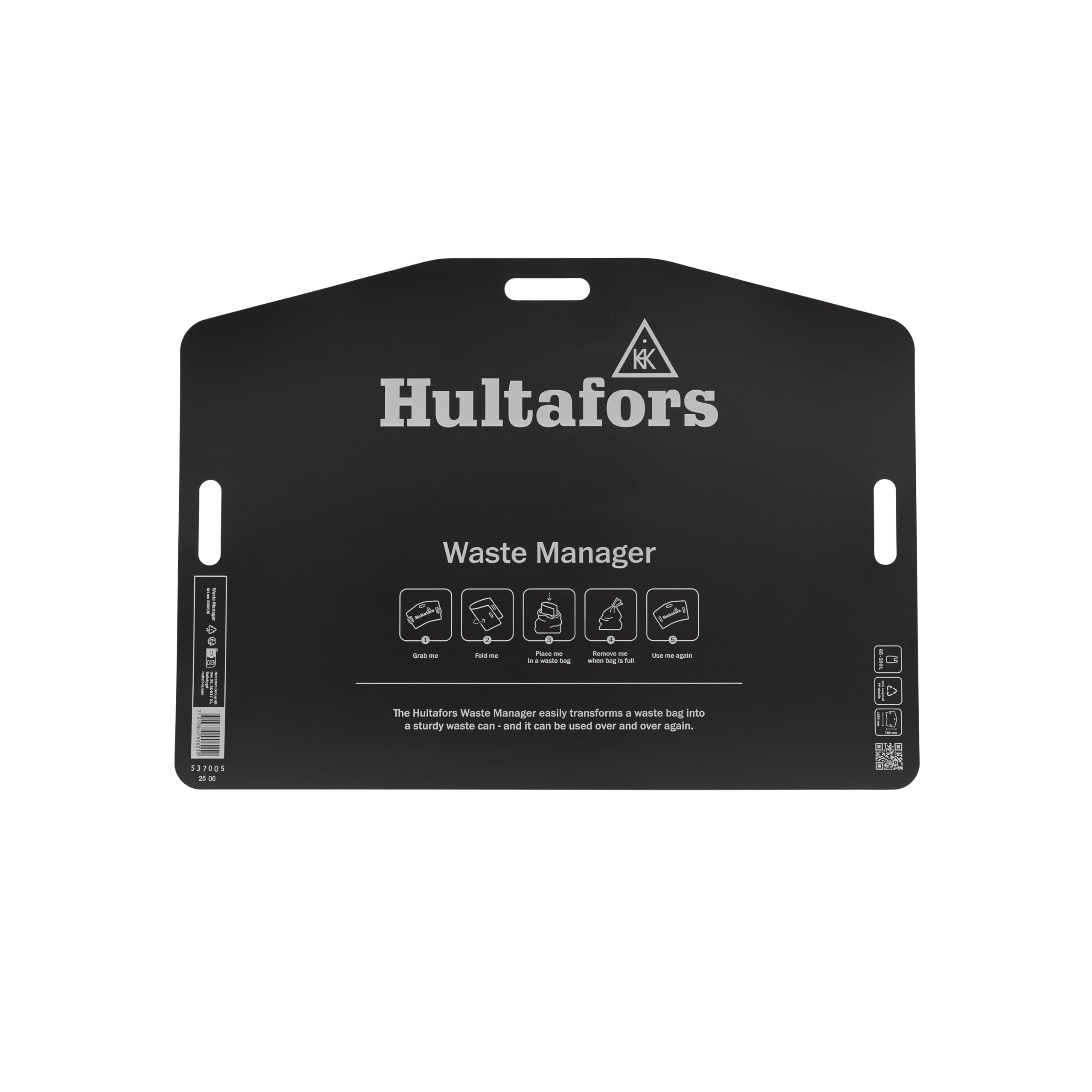 Waste Manager di Hultafors I Supporto autonomo per sacchi della raccolta differenziata I Per sacchi da 65 a 240 litri I Riutilizzabile I 590600