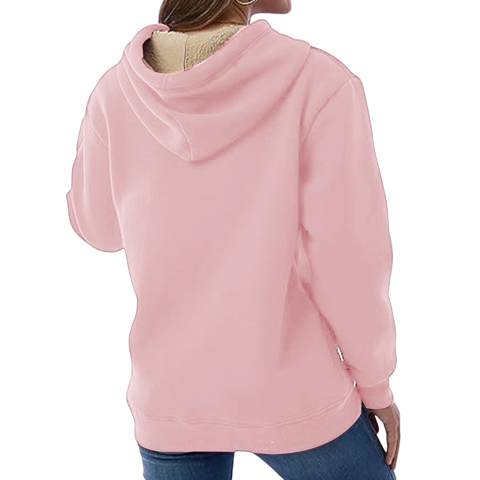 Damskie zimowe bluzy z kapturem z grubą podszewką polarową, ciepła luźna bluza z kapturem, na co dzień, sznurek, pluszowa, miękka pulower, topy z kieszenią