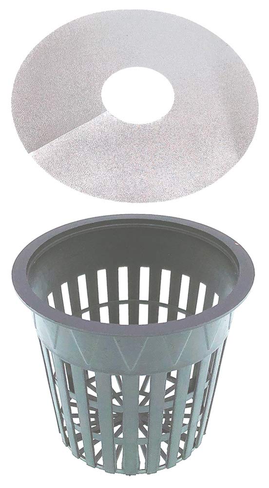 3 Inch Net Pot Pack of 32, Preimum Wide Lip Design Mesh Cup 3 in with Free Reflective Net Cup Lids to use in Hydroponic Aeroponc and Aquaponic Systems (32 Set)