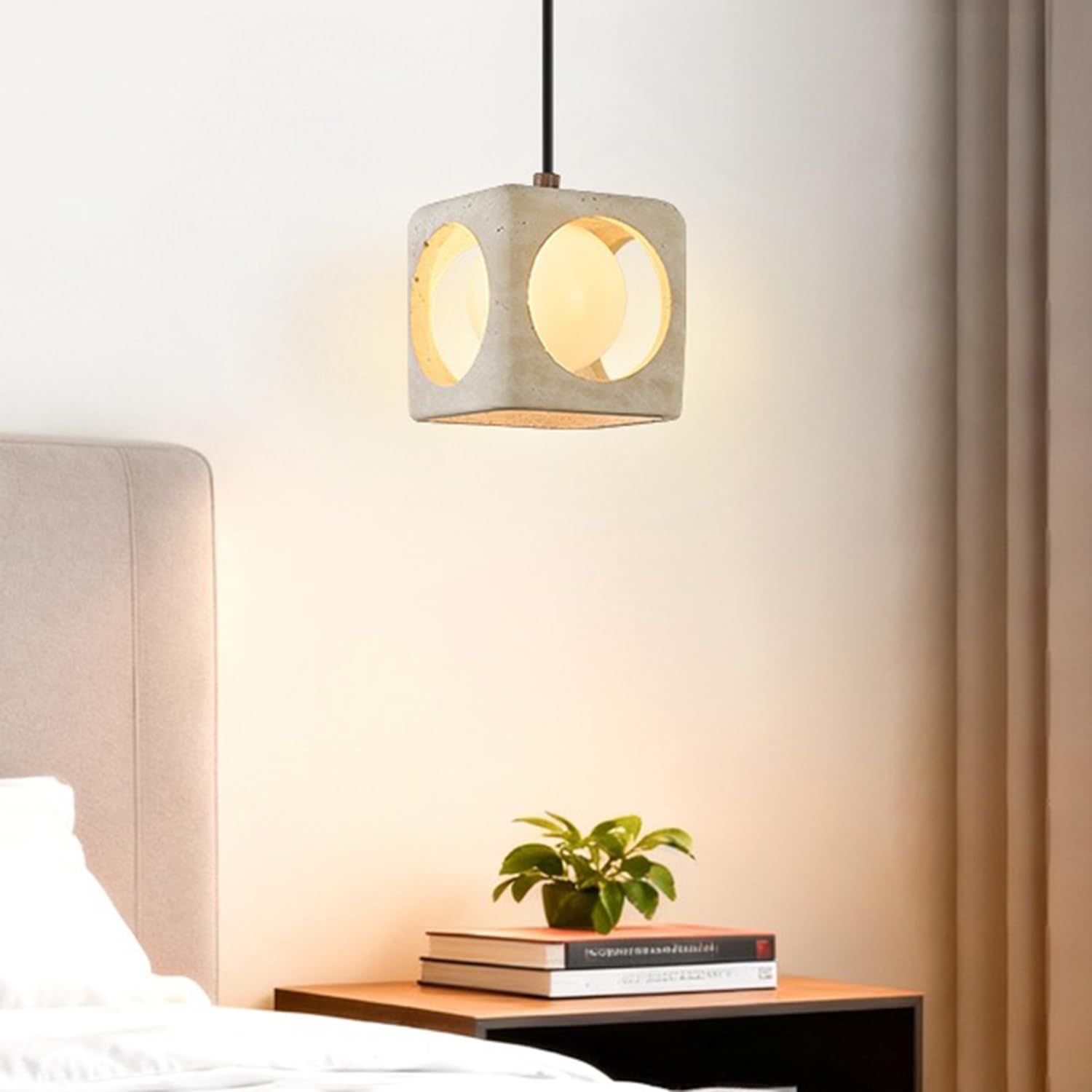 Lampa Wisząca Z Kwadratowym Prętem Z Trawertynu Hollow