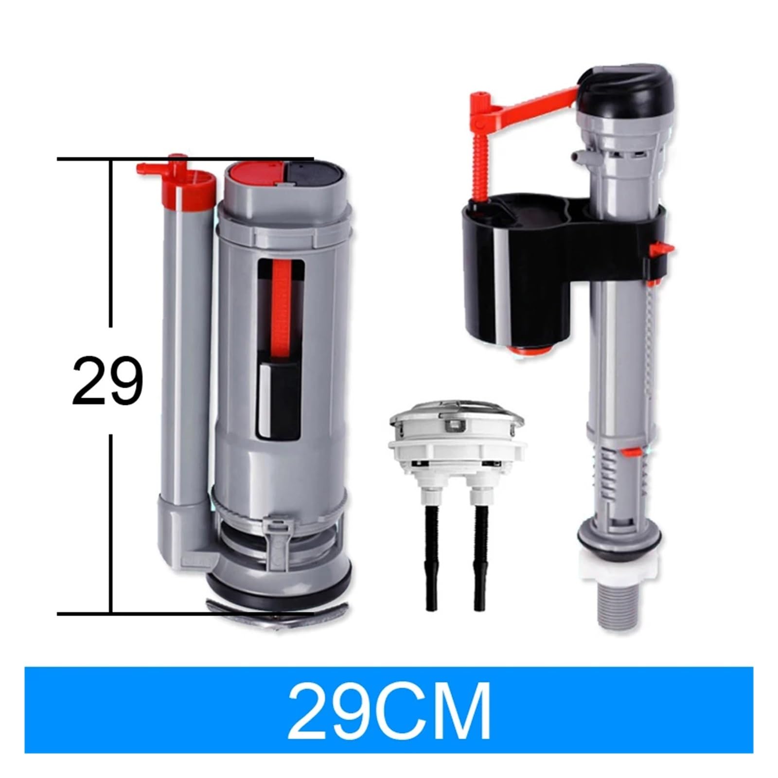 válvula de entrada de agua del baño Kit de reparación de válvula de doble descarga for cisterna de inodoro con pulsador de 18,5-29 cm(29CM Gray)