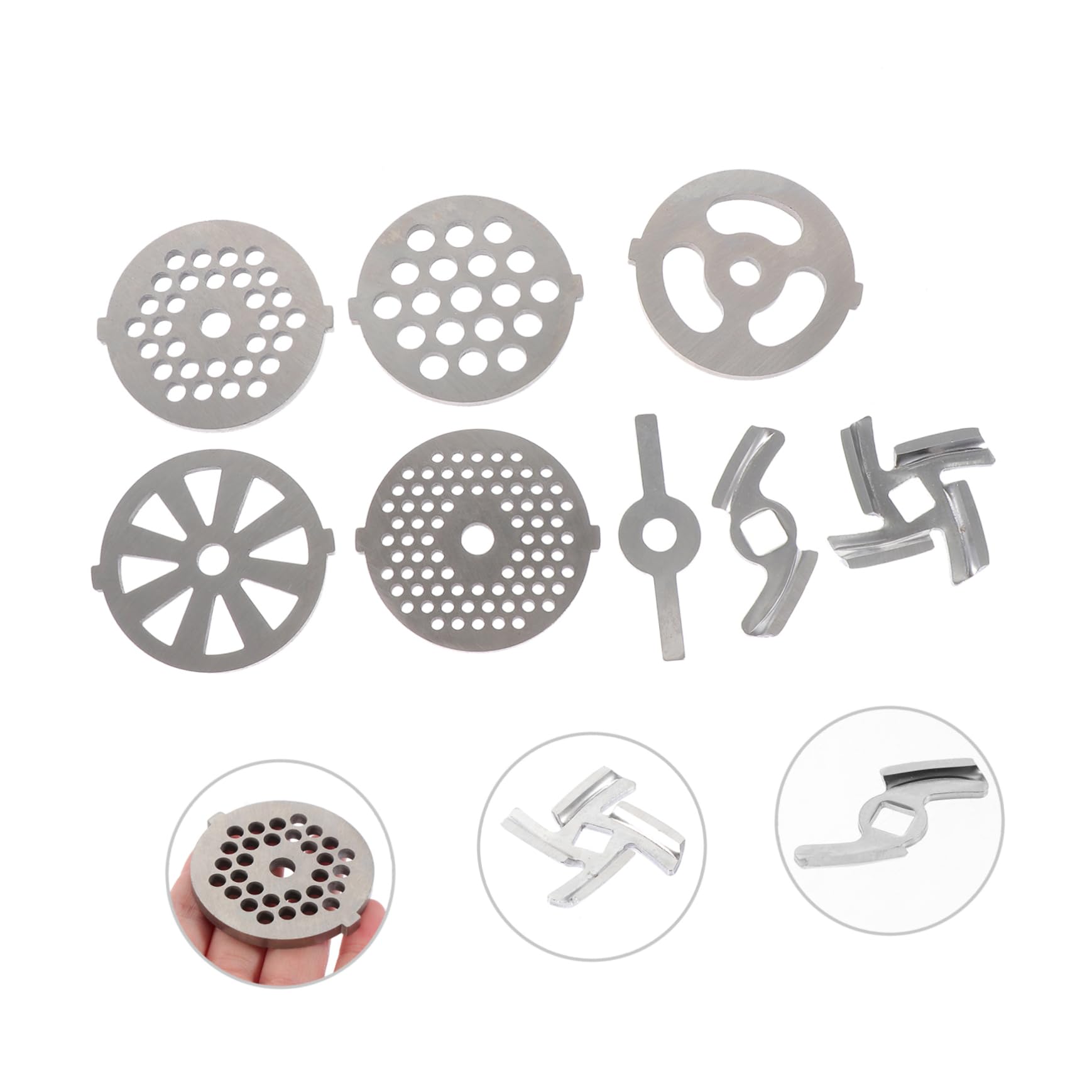 Cabilock 8 Piezas Accesorios para picadora de carne partes de la cortadora de carne pieza de repuesto para picadora de carne cuchillas metalicas para picar carne licuadora