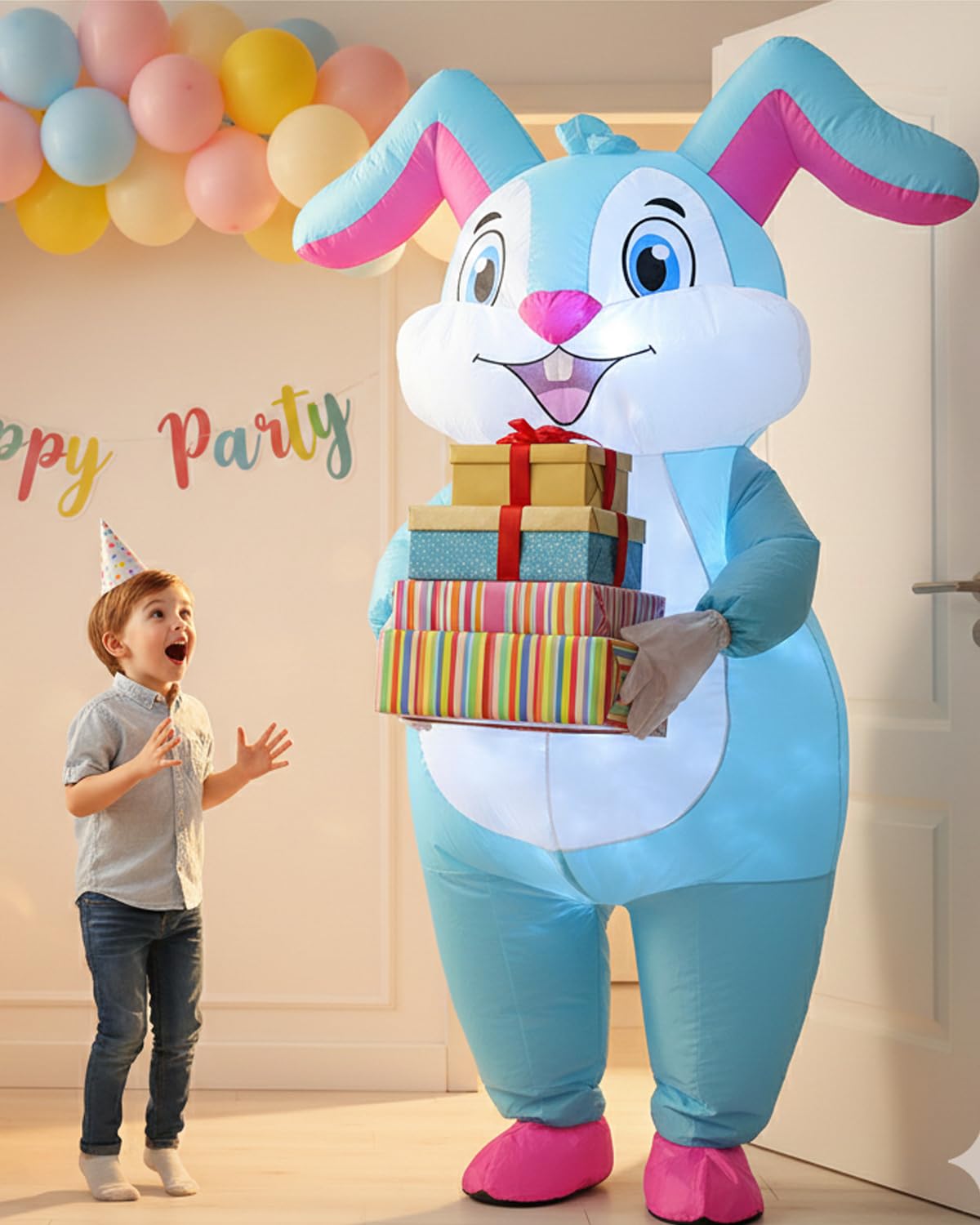 Costume de lapin gonflable pour adulte – Costume d'air d'équitation pour homme et femme – Costume amusant pour Halloween, Noël, Pâques, carnaval, fête (costume de rabbit gonflable pour femme adulte)