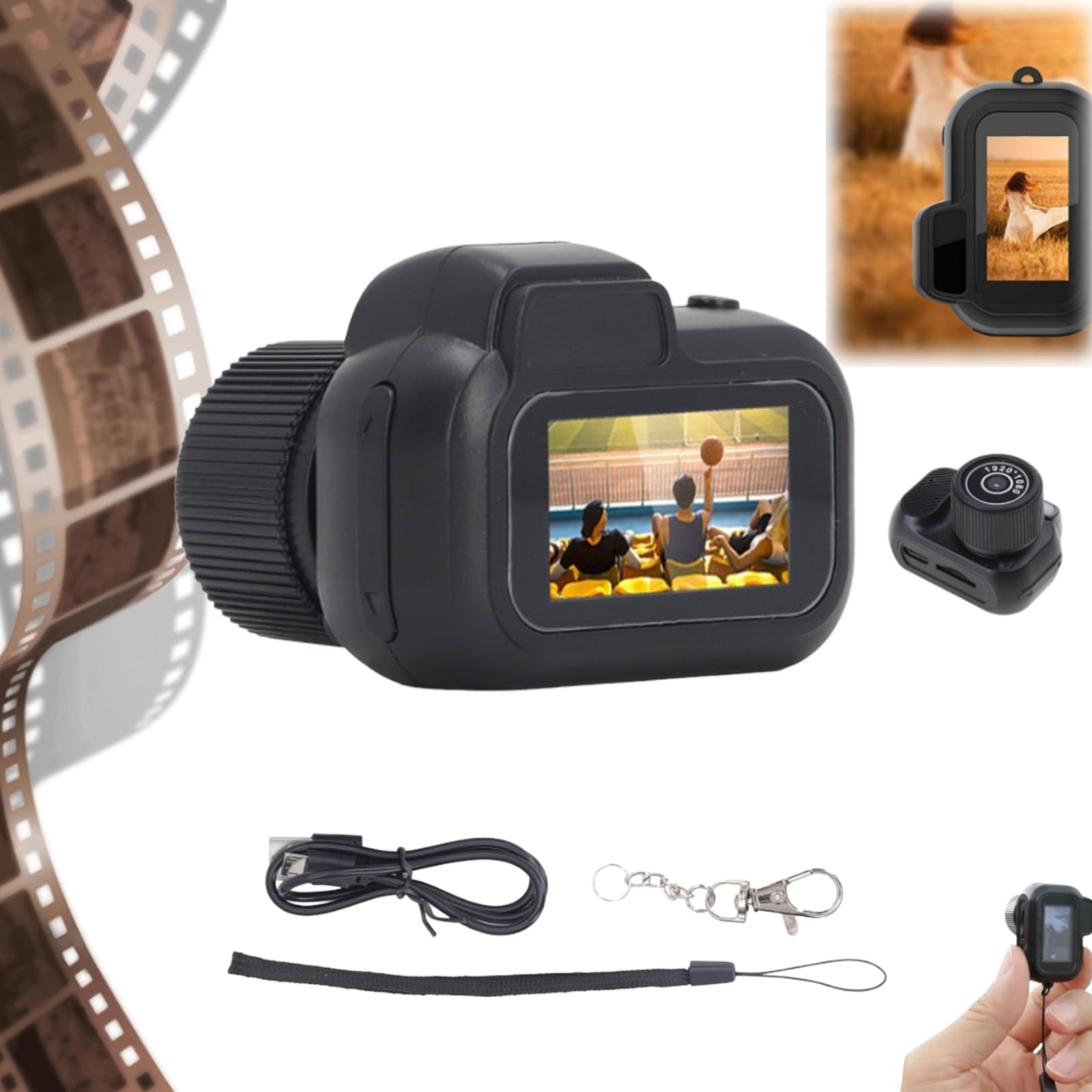 Retroscope Mini Camera, Tiny Nostalgic Camera, Tiny Nostalgic Cam, Mini Camera Keychain, Tiny Nostalgia Camera, Retro Portable Mini Pixel Camera with Eight Filters for Indoor Outdoor