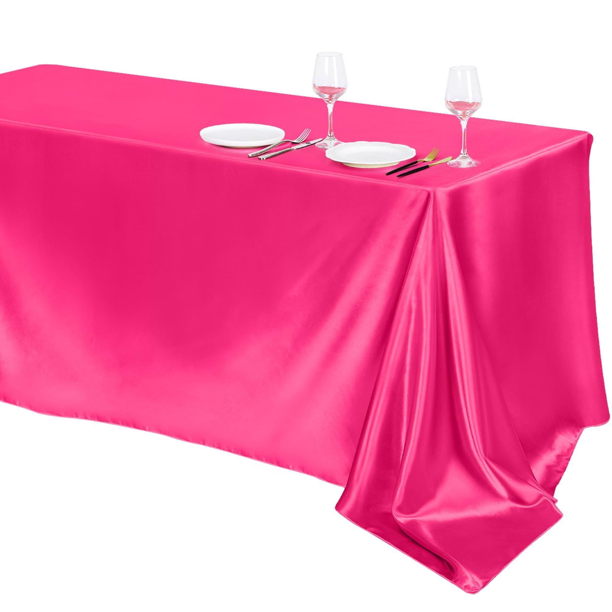 Ivory Satin Tablecloths - 4 Pack Overlay Covers -27