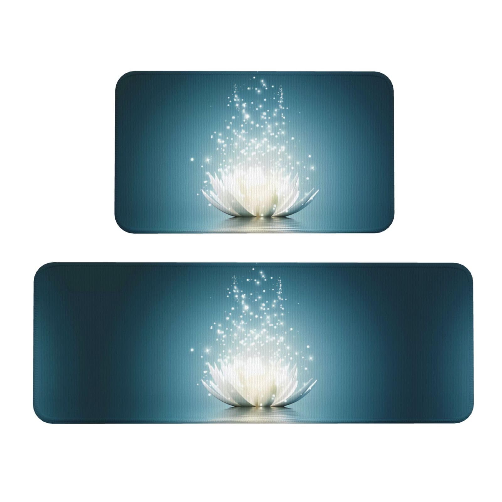 Alfombrillas de cocina lavadero entrada flor de loto, juego de 2 tapetes antideslizantes para suelo