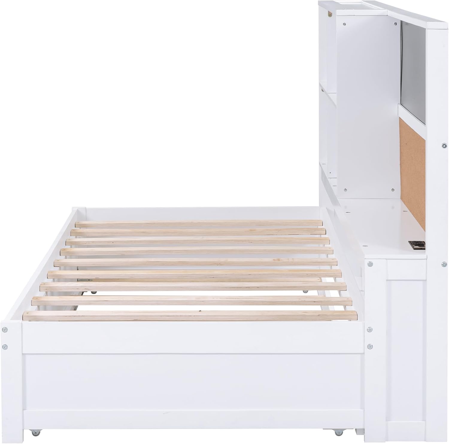 Full Size Wood Daybed with 2 Bedside Cabinets,Multifunctional Storage Bed Frame