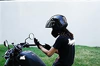 Vista 9 de TCMT Casco de motocross DOT de cara completa abatible con protección solar de cara abierta, color negro brillante