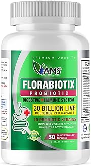 America Medic & Science Florabiotix Probiotic (30 Capsules) | Dietary Supplement for Men and Women| 30 Billion Live Cultures | 10 Probiotic Strains | Supports Digestive and Immune Health
