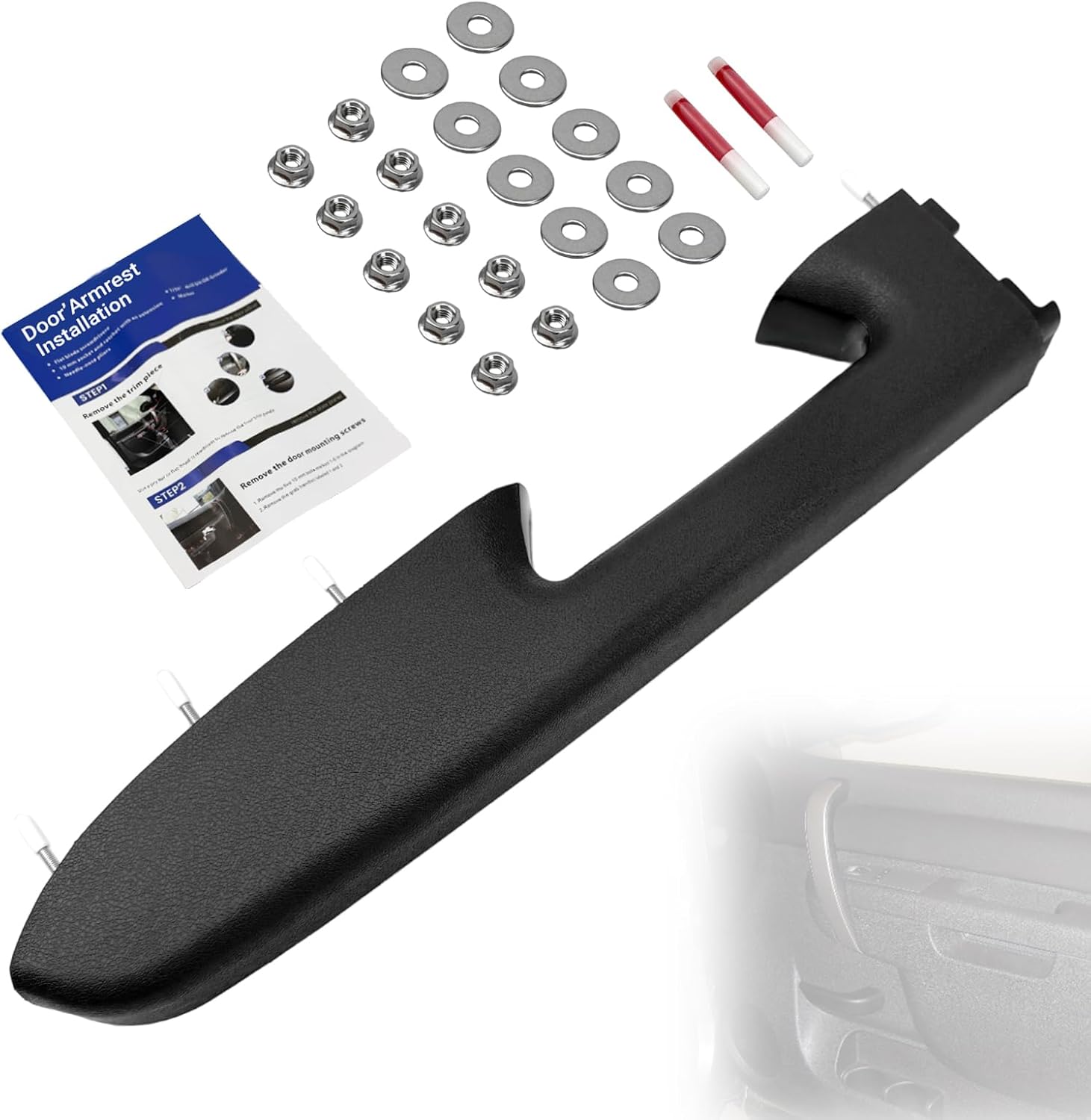 22818465 Front Left Driver Side Armrest Repair Kit Fit for 2010-2014 Chevy Silverado 1500 2500HD 3500HD & GMC Sierra 1500 2500HD 3500HD Door Panel with Release Handle Below Armrest(Black)