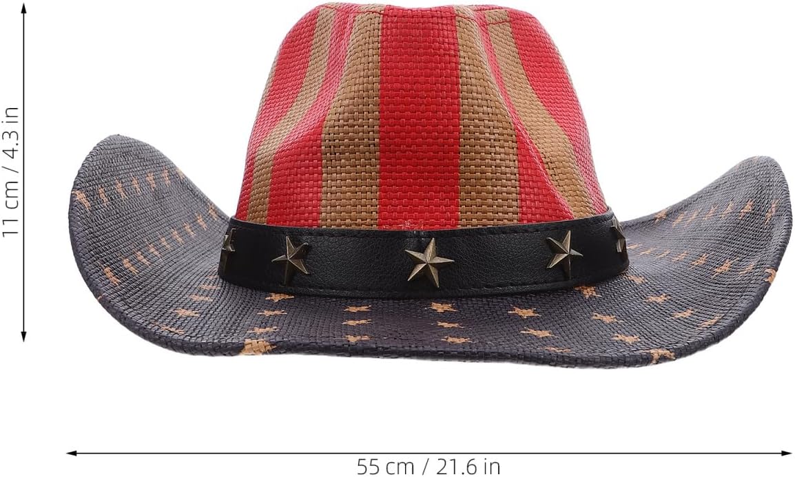 American Flag Cowboy Hat Wide Brim Straw Patriotic Sun Hat for Men Women Vintage Western Style Perfect for Fourth of July Outdoor Activities - Image 7