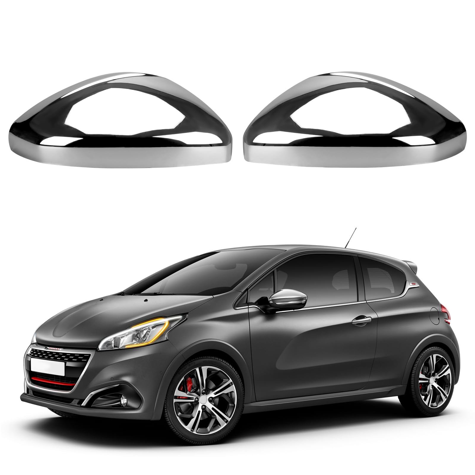 1 paire de coques de rétroviseurs de voiture pour Peugeot 2012-2019 208 2008