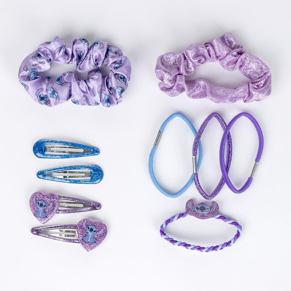 Stitch Beauty Set, Includes 2 Fabric Scrunchies, 4 Scrunchies, 4 Hairpins and Toiletry Bag - Image 2