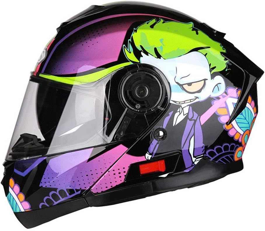 JiaoLiao Removable Helmet Multi-function Anti-fog Lens Motorcycle Full Face Helmet Enhanced Shell Ventilation Design Male Female (Color : Green alien, Size : Xl)