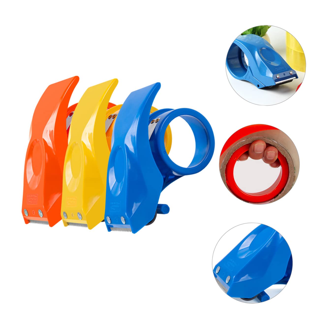 jojofuny 2 Set Dispenser Nastro Adesivo Ergonomico Per Imballaggi Cartoni Taglio E Leggero Per Nastri E Spessore Manuale Per Sigillatura Scatole 3 Pezzi * 2
