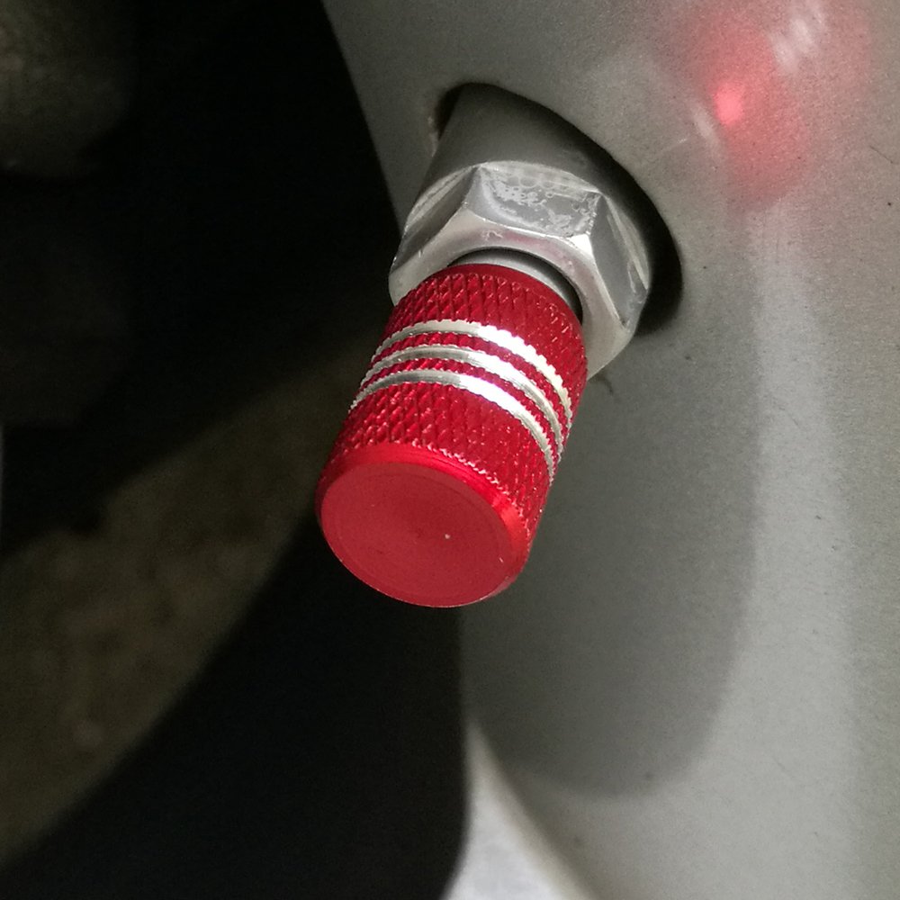 SENZEAL 5 szt. Silver Around Valve Caps Nakładki Przeciwpyłowe ze Stopu Aluminium Czerwony