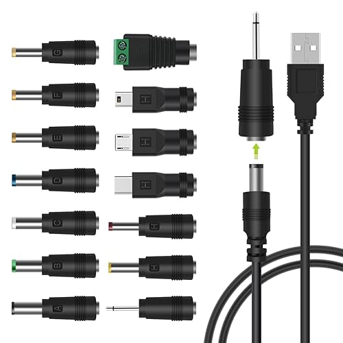Miniatura 5 de LANMU Cable de alimentación USB a CC cable de carga universal de 5 V CC con 9 conectores intercambiables adaptador compatible con varita de masaje