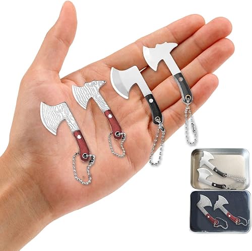 HAOXU Juego de 7 cuchillos pequeños en forma de hacha cuchillo de bolsillo de Damasco para abridor de paquetes cortador de caja campamento al aire