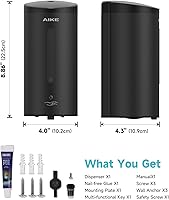 Vista 9 de AIKE Wall Mount Automatic Foam Soap Dispenser 25 OZ Commercial Large Capacity Stainless Steel Model AK1205FA(Matte Black)