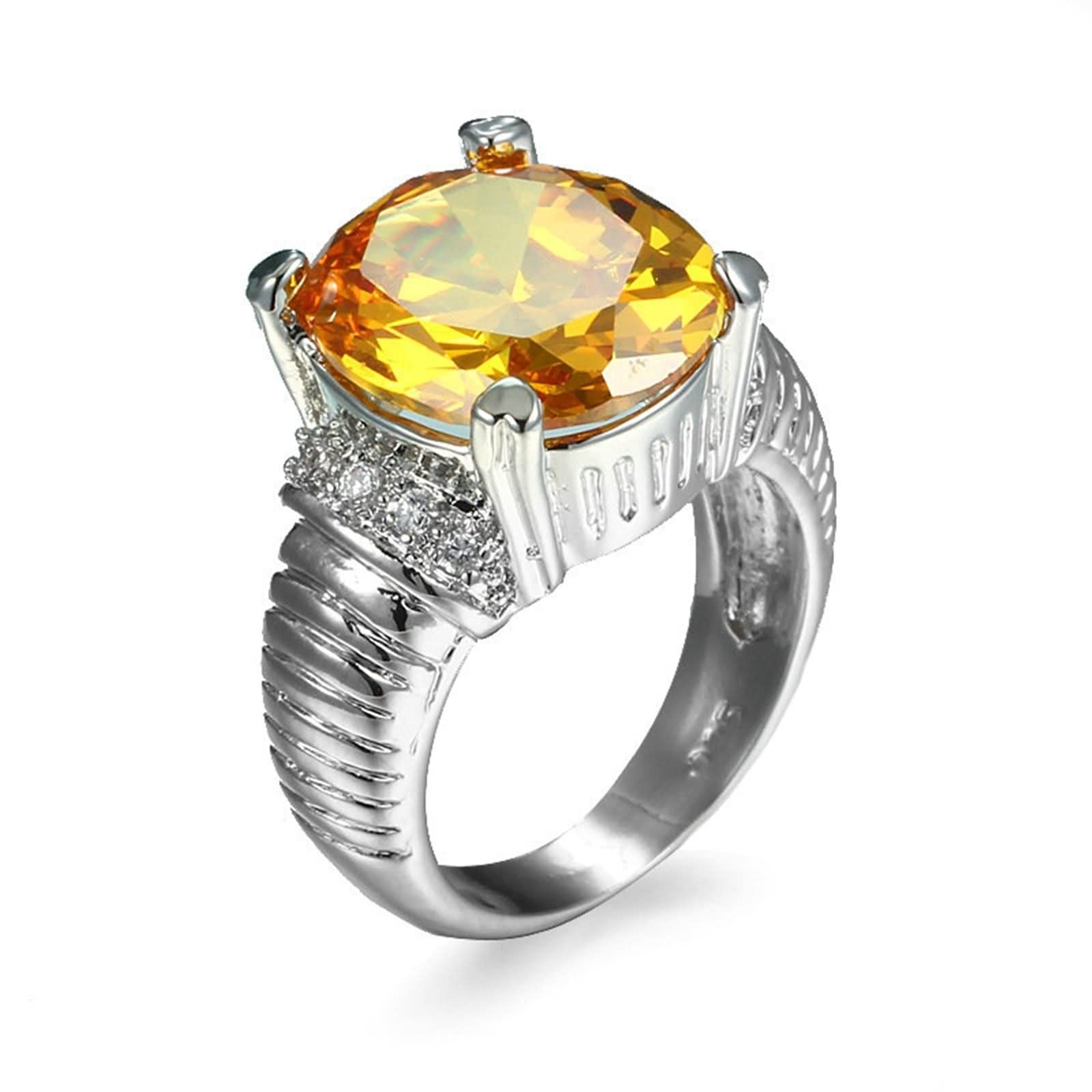 Anelli Vintage con zirconi da Donna, FriendRegali da Donna Anello di Lusso con zirconi Grandi Placcato in Argento per San Valentino