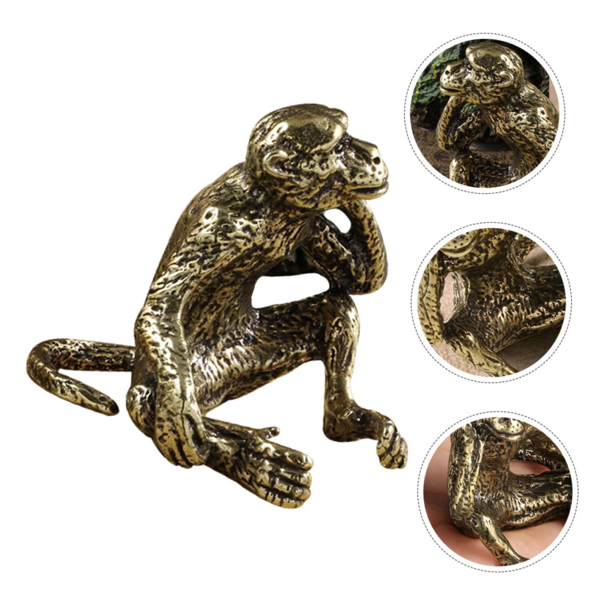 ibasenice 2stücke Vintage Mini Monkey Statue Messing Lifelike Tierfigur Für Schreibtischdekoration Kreative Retro Affenskulptur Perfektes Für Und Sammler