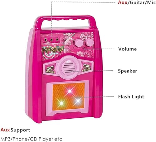 Miniatura 4 de Willbebest - Juego de micrófono de karaoke para niños, guitarra eléctrica, juego de amplificador de micrófono, máquina de karaoke, instrumentos