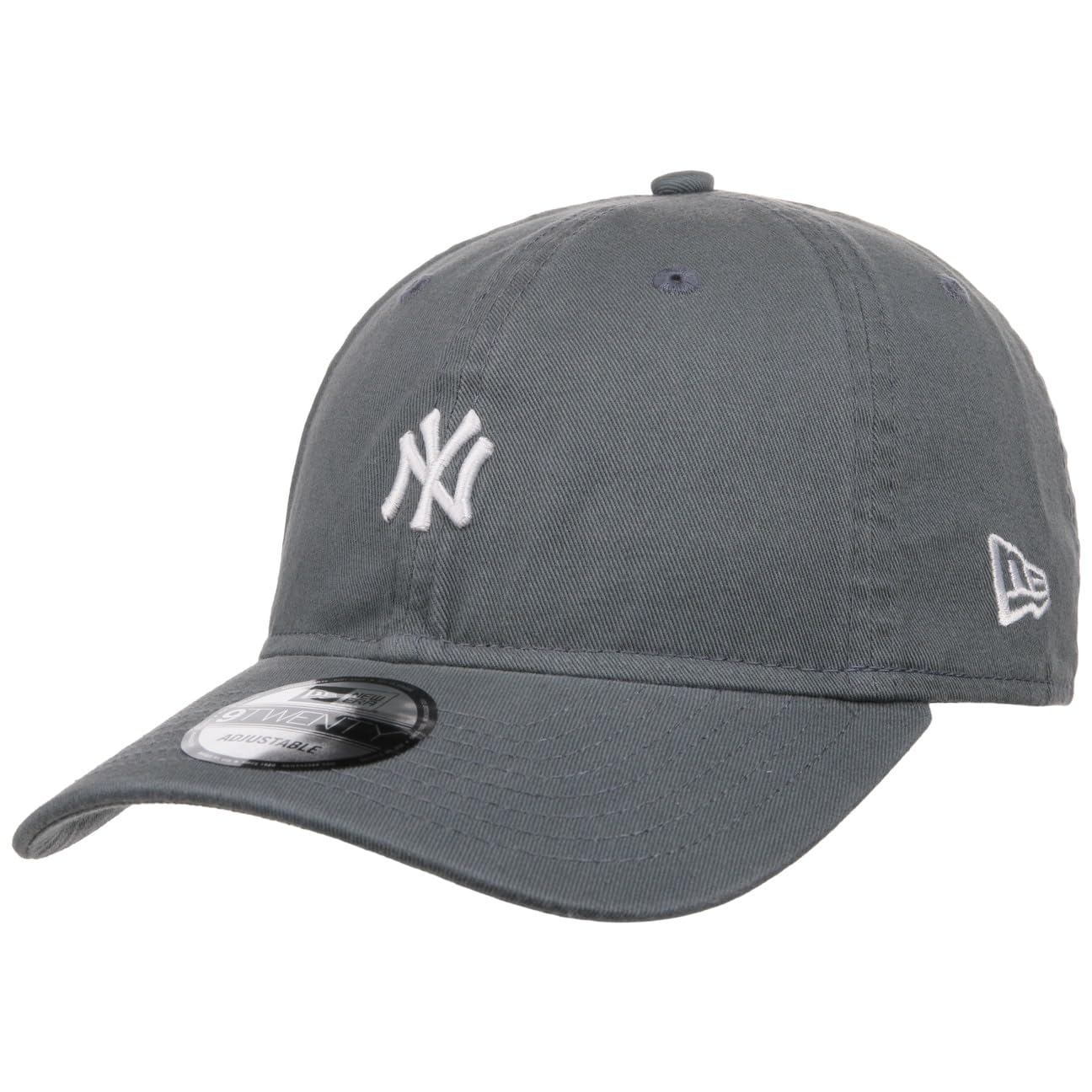 New Era 9Twenty Washed Mini Logo Yankees CapEra Women/Men - Curved Brim Cap Baseball MLB Metal Buckle, with Peak All-Season Spring Summer Autumn Winter - One Size Grey
