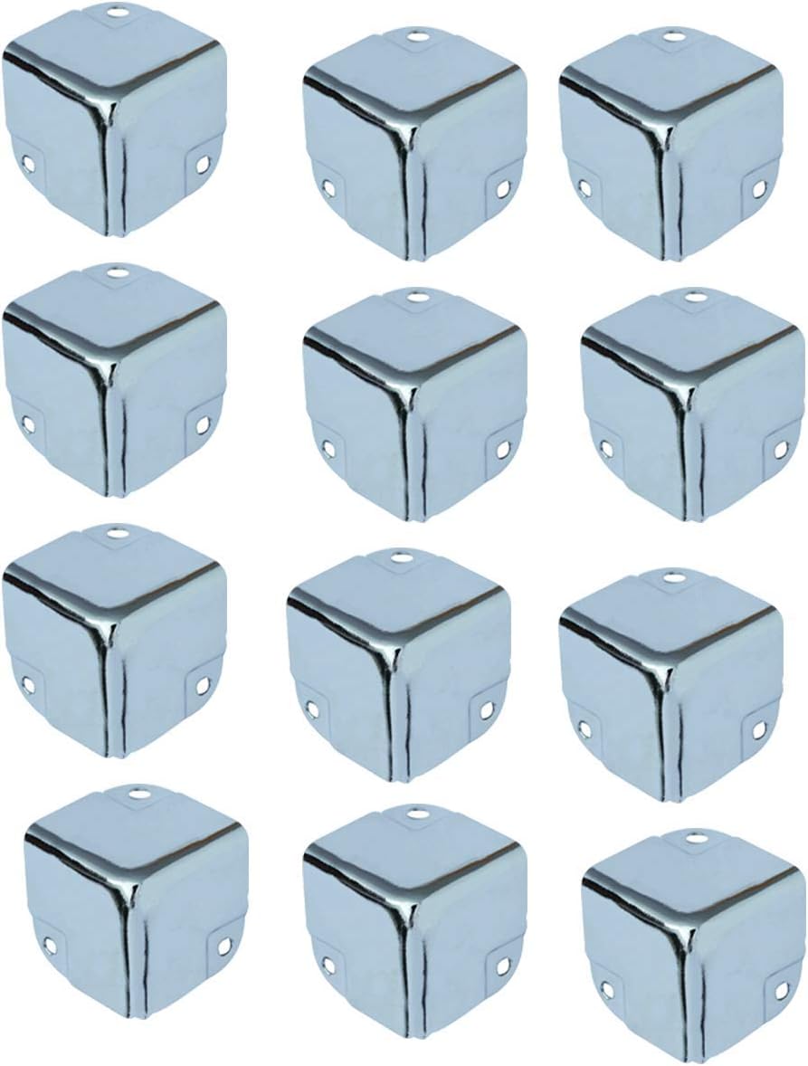 Wohlstand Case Corners,Silver Corner Protector,Metal Protector Box,Chest,Trunk Braces,Flight Case Aluminum Box Trolley Case Wrap Angle-12 Pcs