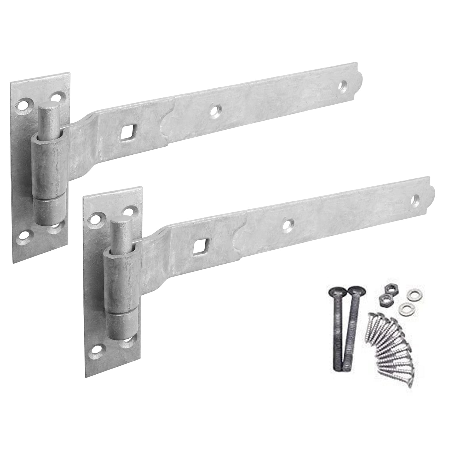 EAI Cranked Gate Hinges | 300mm / 12 Inch Heavy Duty Hook and Band Gate Hinges | Galvanised - 1 Pair