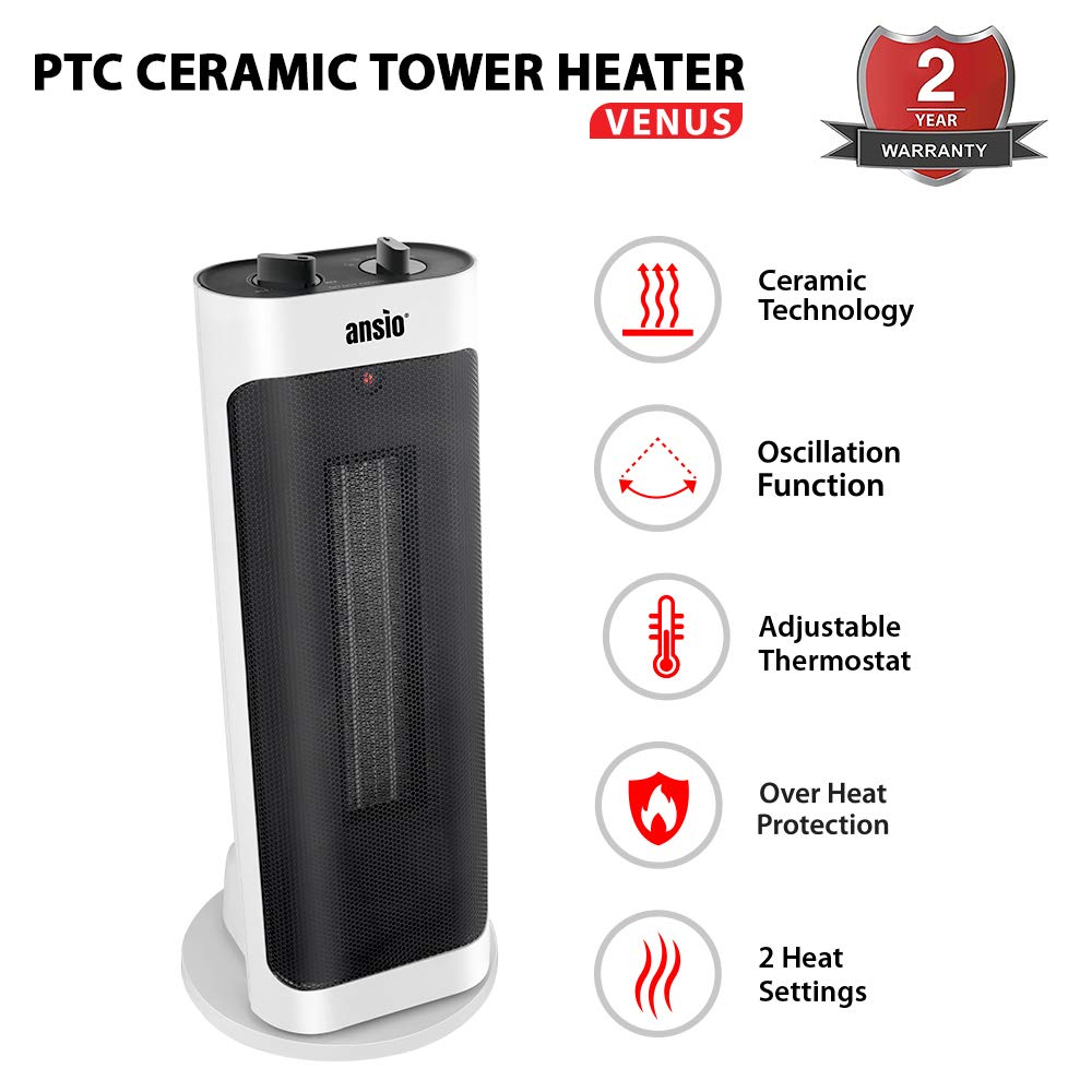 Buy ANSIO Heater Portable Oscillating 2000 Watts PTC Ceramic Tower