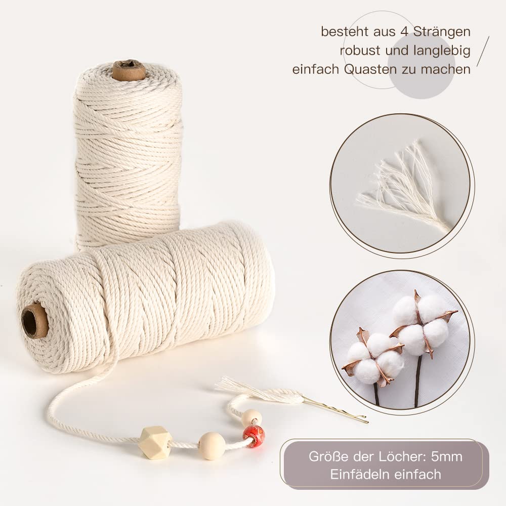 UHAPEER Makramee Set - 656ft Baumwollgarn Mit Zubehör Für Anfänger