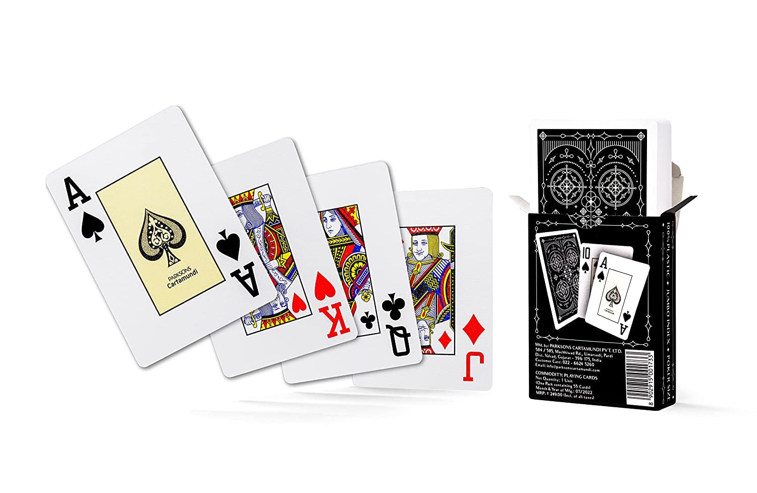 VASHE JAGMOOLYA Products Black Box Plastic Playing Cards, Bridge Size, Regular Index, (Pack of 1)