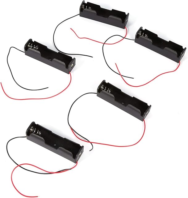 Ymiko 5pcs Plastic Battery Holder Storage Box Case for 1x 18650 Battery With Wire Leads Fit for 1pcs 18650 Battery Holder Case Leads 3.7V Clip Type for Connecting