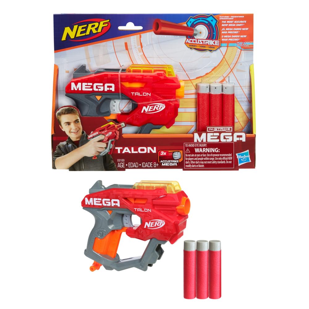 Mega Talon Blaster -- Includes 3 Official AccUStrike Nerf Mega Darts -- For Kids, Teens, Adults